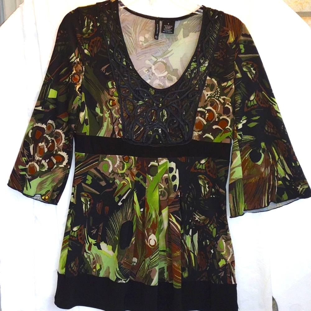 New Directions Green Floral Print Size S